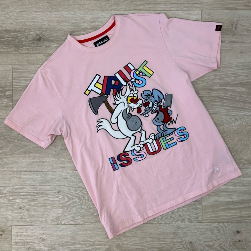 Mason Pink Short Sleeve Tee with Cartoon Graphic